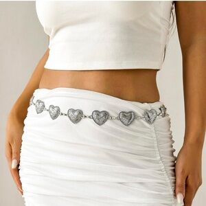 Silver Heart Chain Belt